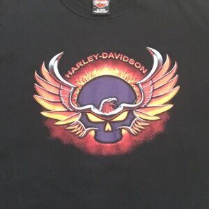 Harley Davidson Black TShirt Skull Eagle Graphic Print Short Sleeve Mens 2XL